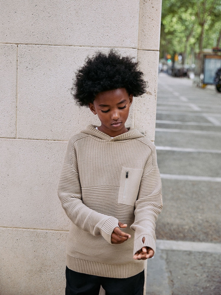Neutral Utility Knitted Hoodie (3-16yrs) - Image 1 of 16