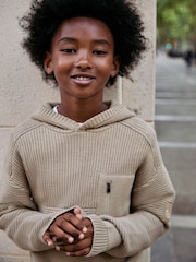 Neutral Utility Knitted Hoodie (3-16yrs) - Image 3 of 16