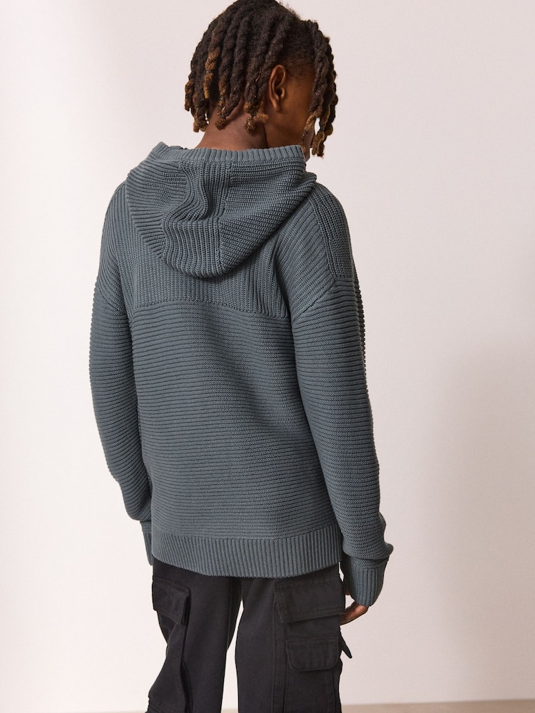 Blue Utility Knitted Hoodie (3-16yrs) - Image 2 of 10
