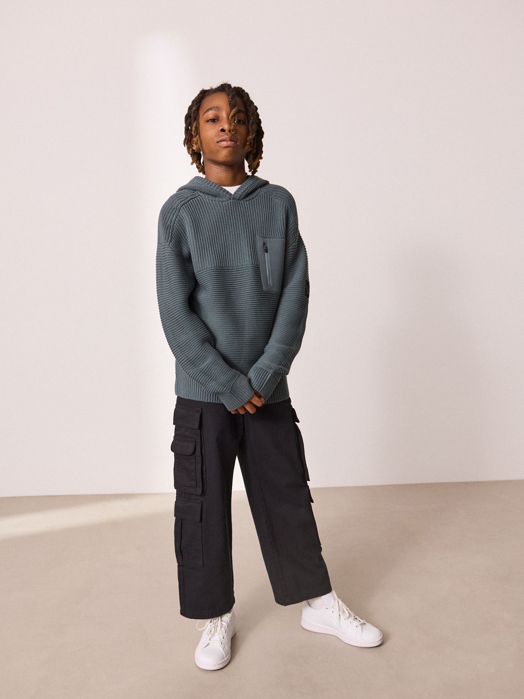 Buy Blue Utility Knitted Hoodie (3-16yrs) from Next Romania