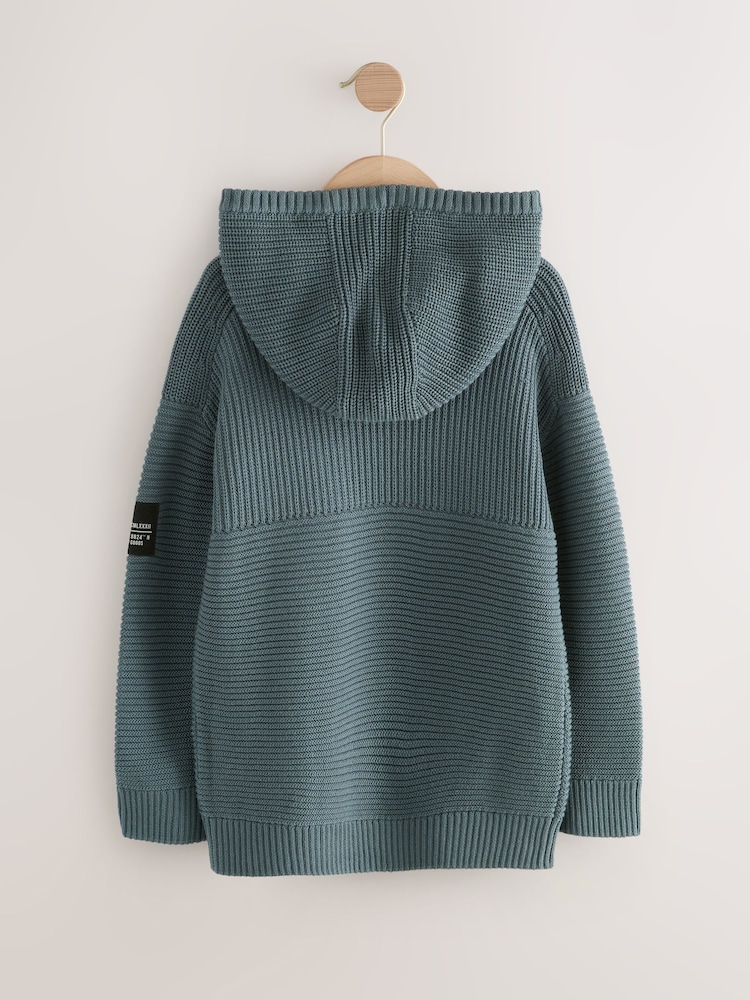 NEXT Jongen Gebreide utility-hoodie Blauw 158