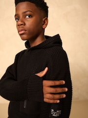 Black Utility Knitted Hoodie (3-16yrs) - Image 4 of 4