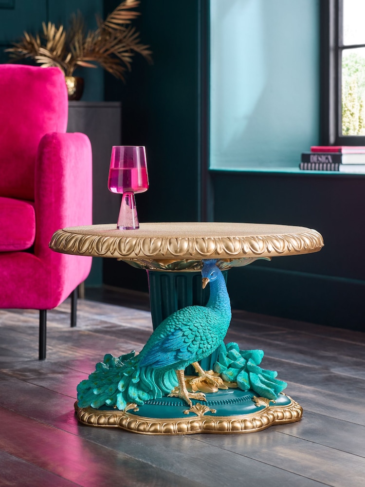 Gold Peacock Shaped Coffee Table - Image 1 of 8 Gold Peacock Shaped Coffee Table - Image 1 of 8