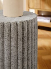 Grey Textured Ribbed Side Table - Image 2 of 5