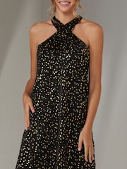 Jolie Moi Black Halter Neck Tie Mini Dress - Image 3 of 6
