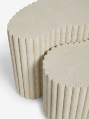 Light Textured Ribbed Set of 2 Nest of Tables - Image 3 of 6