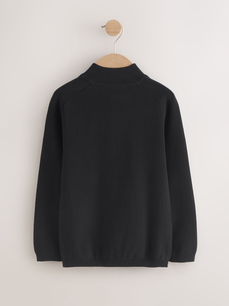 Black Zip Through Knitted Cardigan (3-16yrs) - Image 2 of 5
