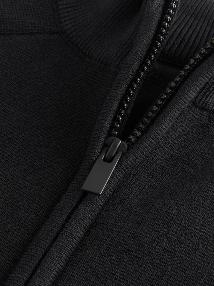 Black Zip Through Knitted Cardigan (3-16yrs) - Image 3 of 5