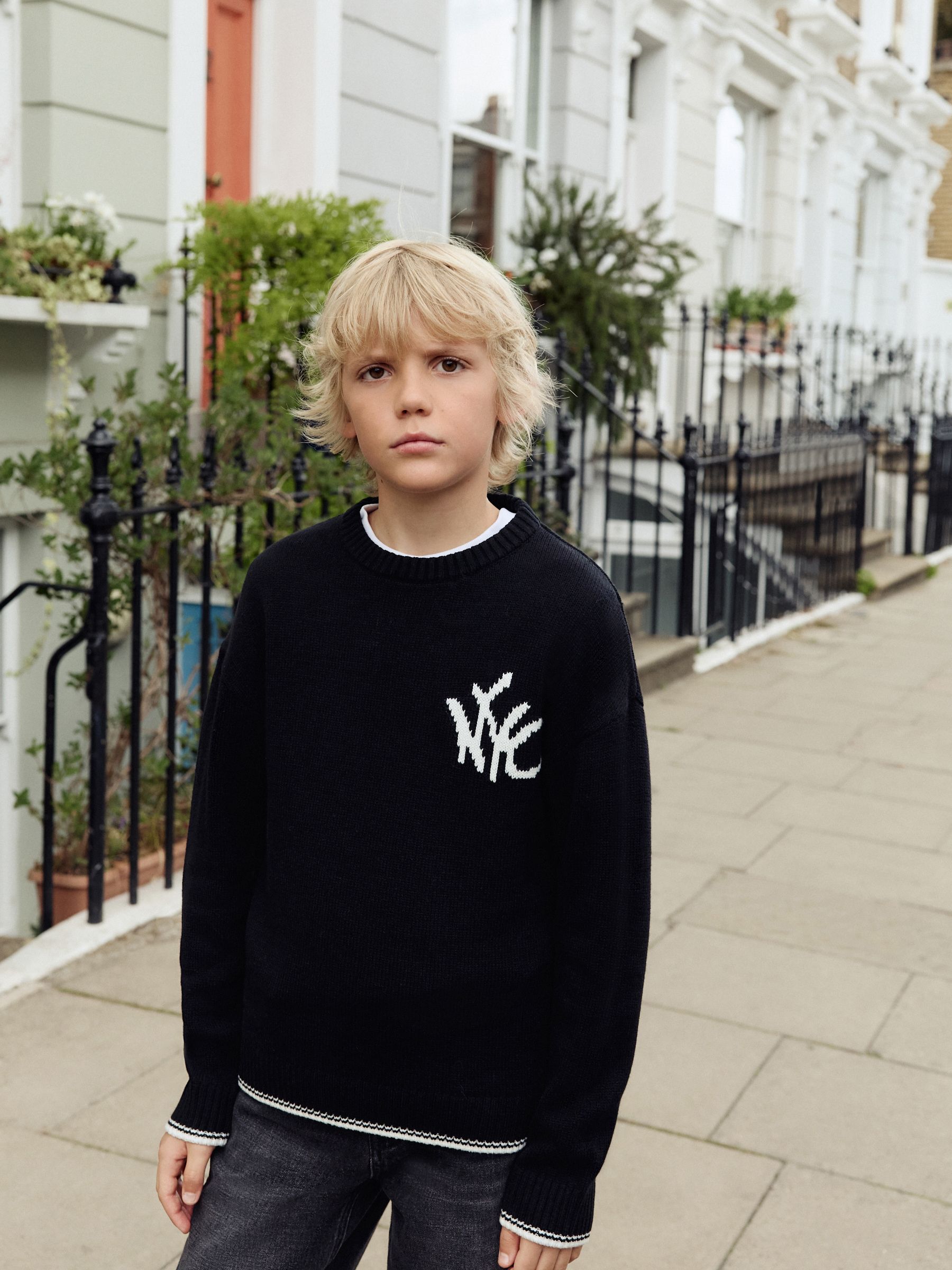 Buy Black NYC Knitted Crew Neck Jumper (3-16yrs) from Next USA