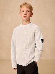 Light Grey Utility Knitted Crew Neck Jumper (3-16yrs) - Image 1 of 9