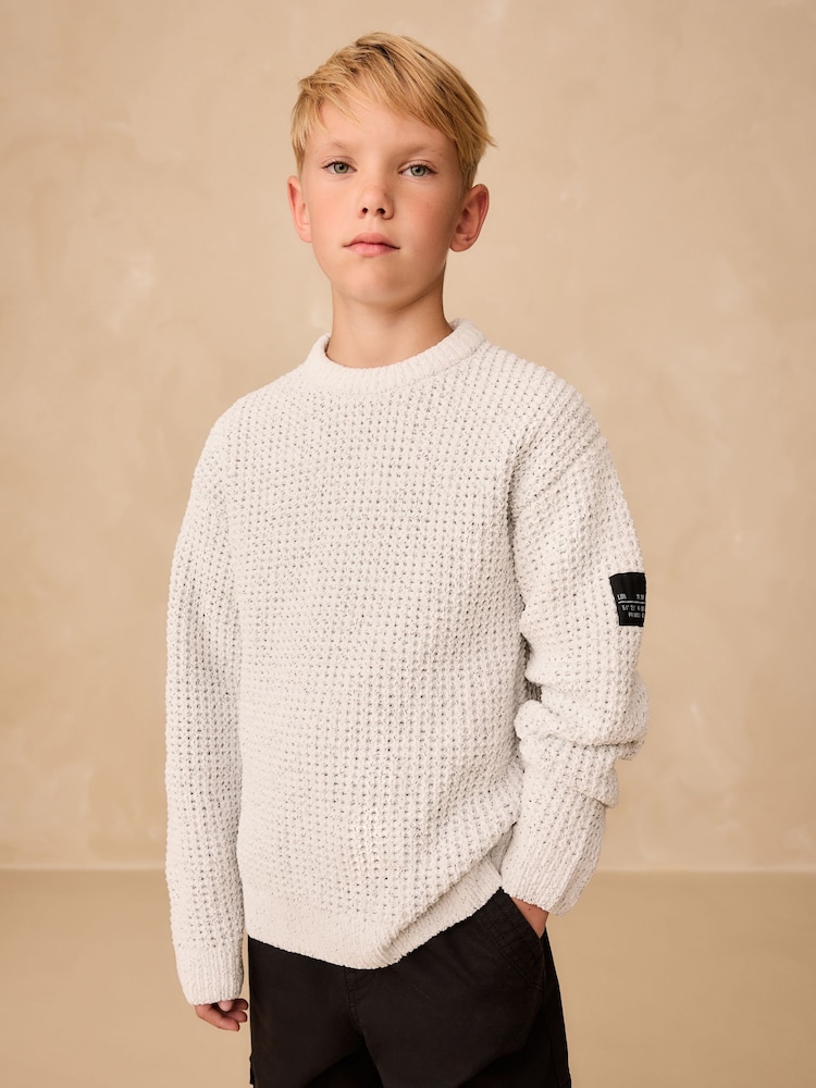 Light Grey Utility Knitted Crew Neck Jumper (3-16yrs) - Image 1 of 9