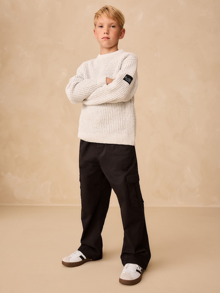 Light Grey Utility Knitted Crew Neck Jumper (3-16yrs) - Image 2 of 9