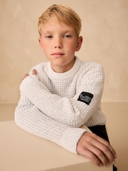 Light Grey Utility Knitted Crew Neck Jumper (3-16yrs) - Image 4 of 9