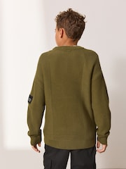 Khaki Green Utility Knitted Crew Neck Jumper (3-16yrs) - Image 2 of 9