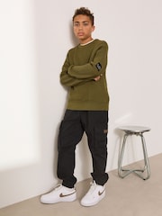 Khaki Green Utility Knitted Crew Neck Jumper (3-16yrs) - Image 3 of 9