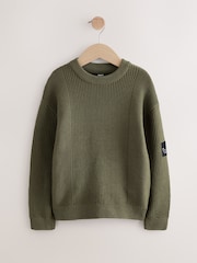 Khaki Green Utility Knitted Crew Neck Jumper (3-16yrs) - Image 5 of 9