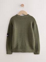 Khaki Green Utility Knitted Crew Neck Jumper (3-16yrs) - Image 6 of 9