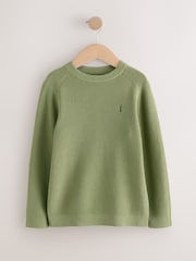 Green With Stag 100% Cotton Crew Neck Knitted Jumper (3-16yrs) - Image 1 of 4