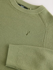 Green With Stag 100% Cotton Crew Neck Knitted Jumper (3-16yrs) - Image 4 of 4
