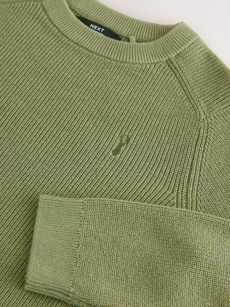 Green With Stag 100% Cotton Crew Neck Knitted Jumper (3-16yrs) - Image 4 of 4
