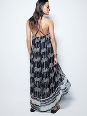 River Island Black Monochrome Palm Print Maxi Dress - Image 2 of 6