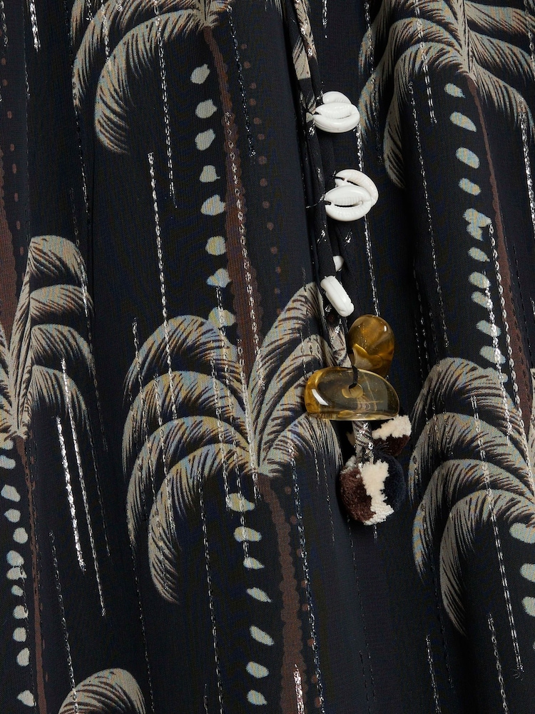 River Island Black Monochrome Palm Print Maxi Dress - Image 6 of 6 River Island Black Monochrome Palm Print Maxi Dress - Image 6 of 6
