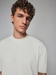 Ecru White Relaxed Fit EDIT Short Sleeve Premium Knitted Crew T-Shirt - Image 1 of 8