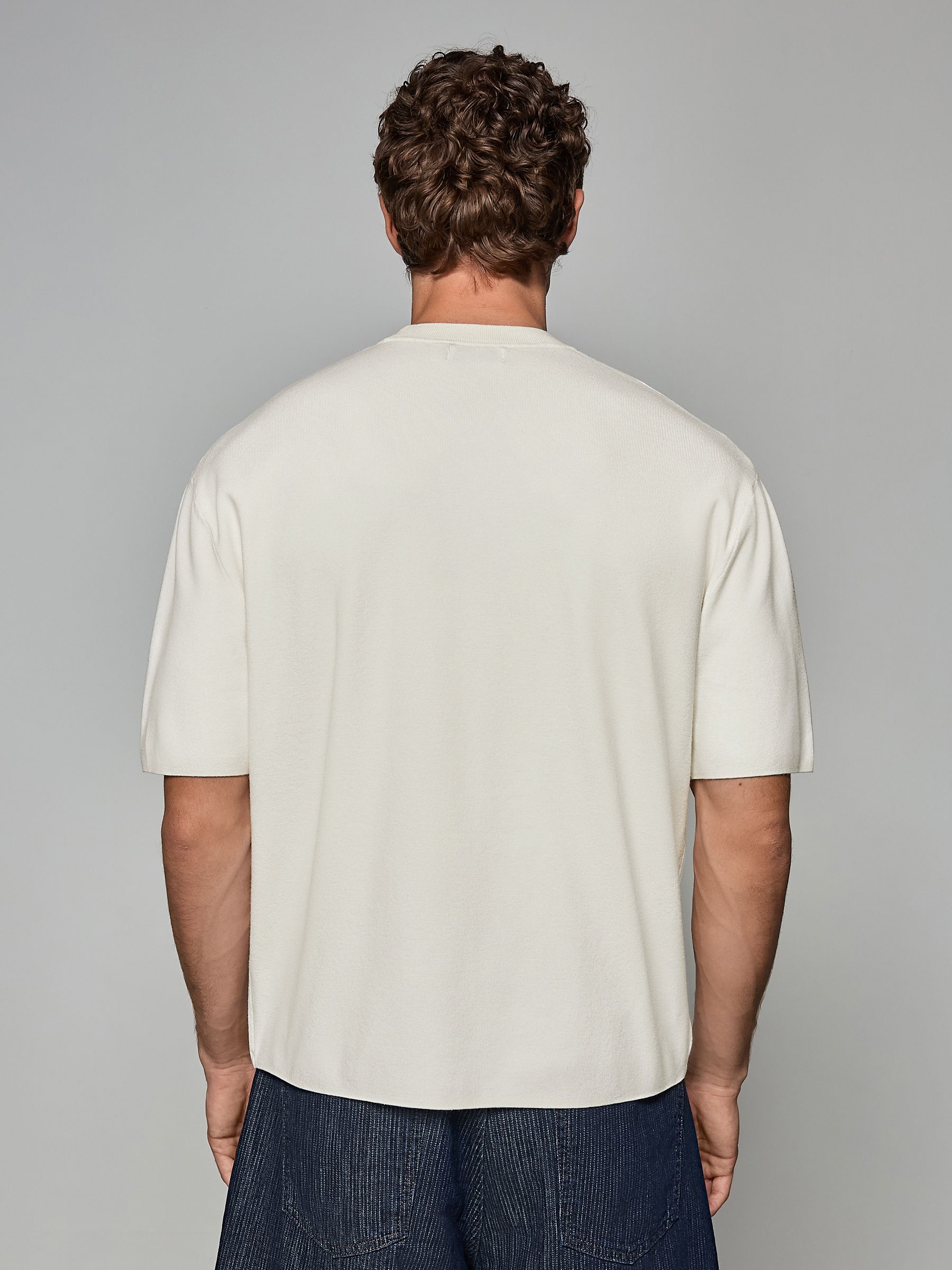 Buy Ecru White EDIT Relaxed Fit Short Sleeve Premium Knit Crew