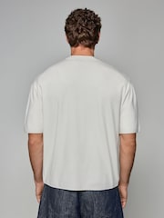 Ecru White Relaxed Fit EDIT Short Sleeve Premium Knitted Crew T-Shirt - Image 3 of 8