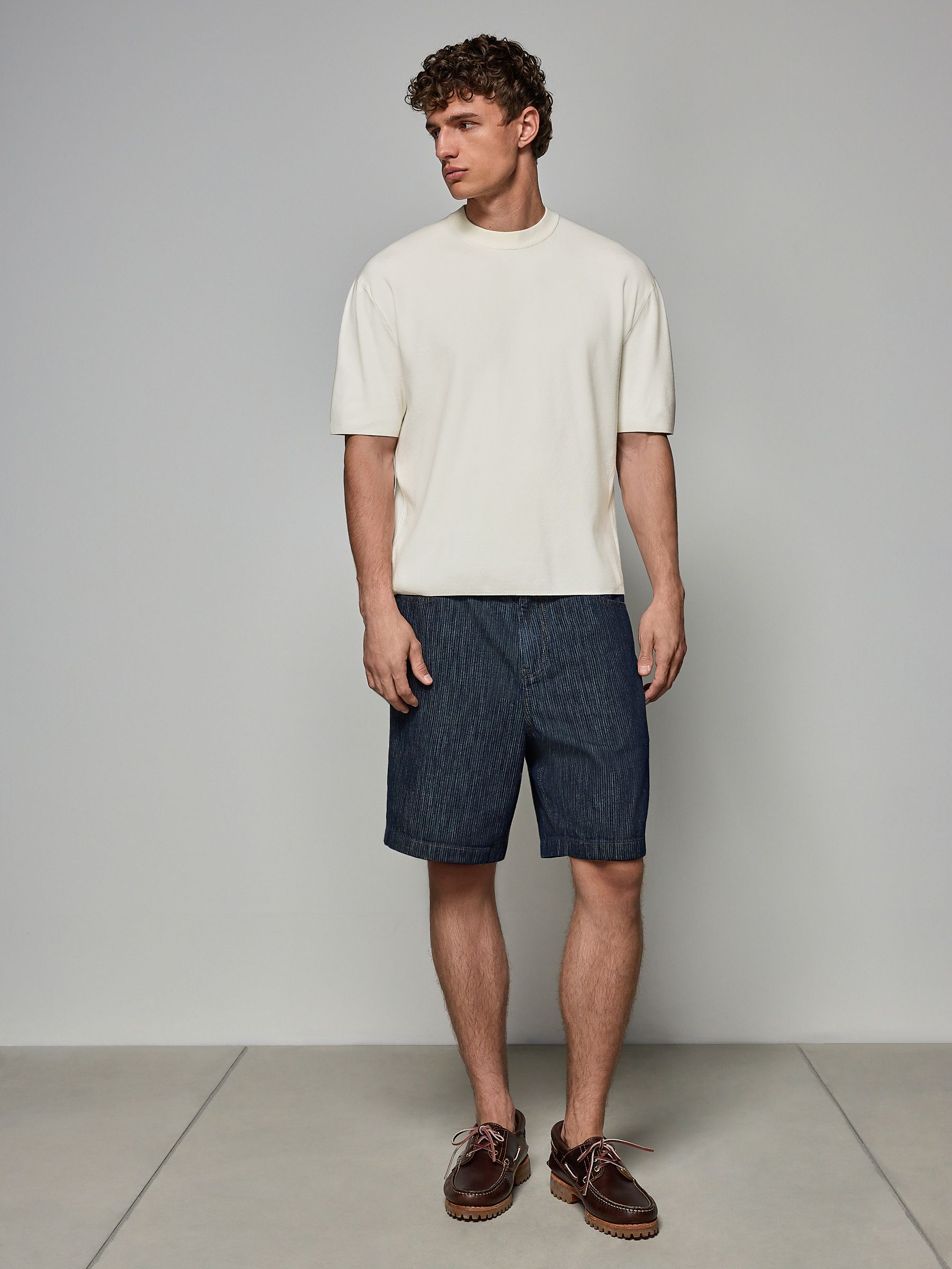 Buy Ecru White EDIT Relaxed Fit Short Sleeve Premium Knit Crew