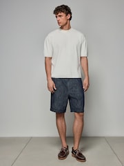 Ecru White Relaxed Fit EDIT Short Sleeve Premium Knitted Crew T-Shirt - Image 4 of 8