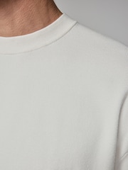 Ecru White Relaxed Fit EDIT Short Sleeve Premium Knitted Crew T-Shirt - Image 5 of 8
