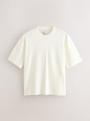 Ecru White Relaxed Fit EDIT Short Sleeve Premium Knitted Crew T-Shirt - Image 6 of 8
