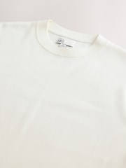 Ecru White Relaxed Fit EDIT Short Sleeve Premium Knitted Crew T-Shirt - Image 7 of 8