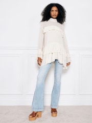 River Island Blue High Rise Tummy Hold Flare Jeans - Image 1 of 6