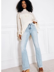River Island Blue High Rise Tummy Hold Flare Jeans - Image 2 of 6