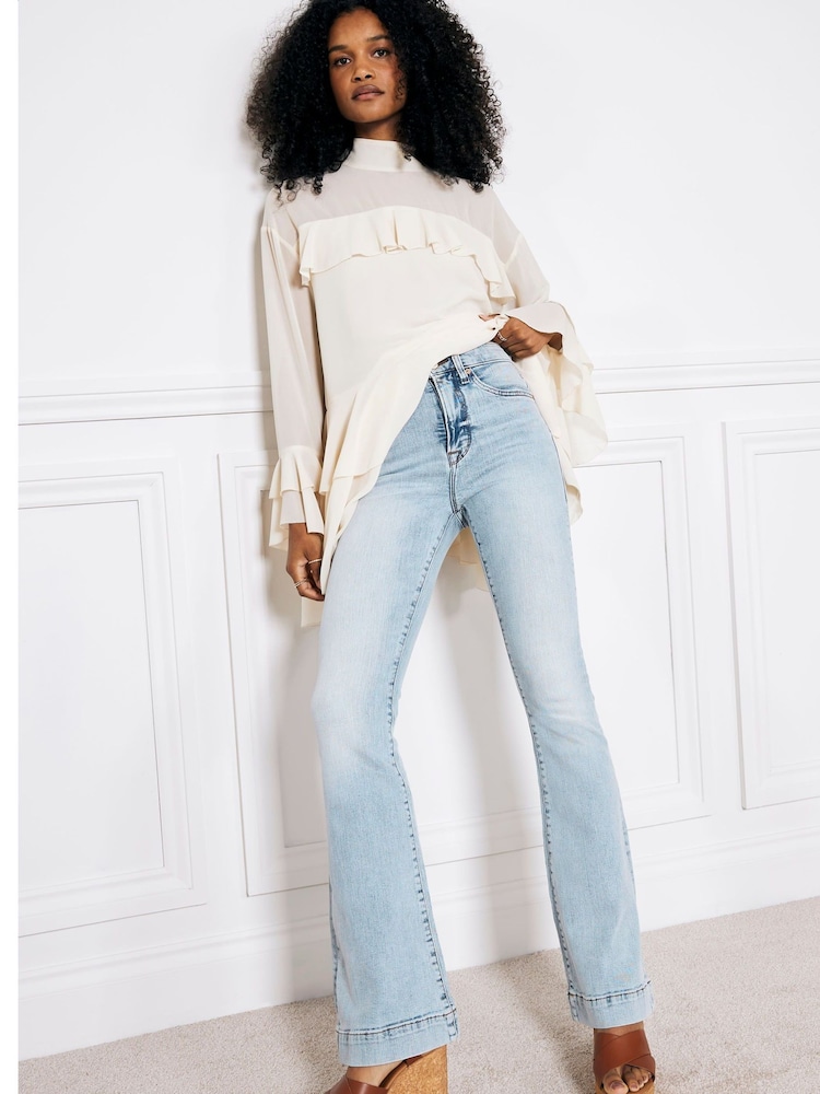 River Island Blue High Rise Tummy Hold Flare Jeans - Image 2 of 6