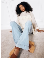 River Island Blue High Rise Tummy Hold Flare Jeans - Image 3 of 6