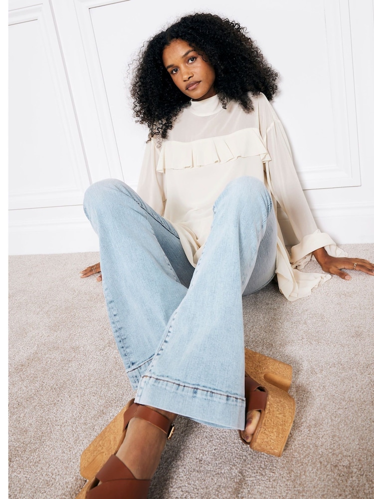 River Island Blue High Rise Tummy Hold Flare Jeans - Image 3 of 6