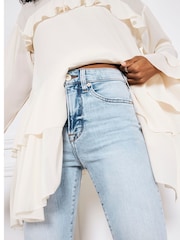River Island Blue High Rise Tummy Hold Flare Jeans - Image 4 of 6