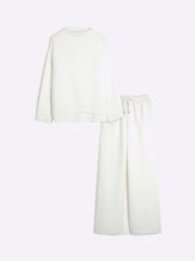 River Island White 2 Piece 100% Cotton Sweat and Trousers Set - Image 5 of 6