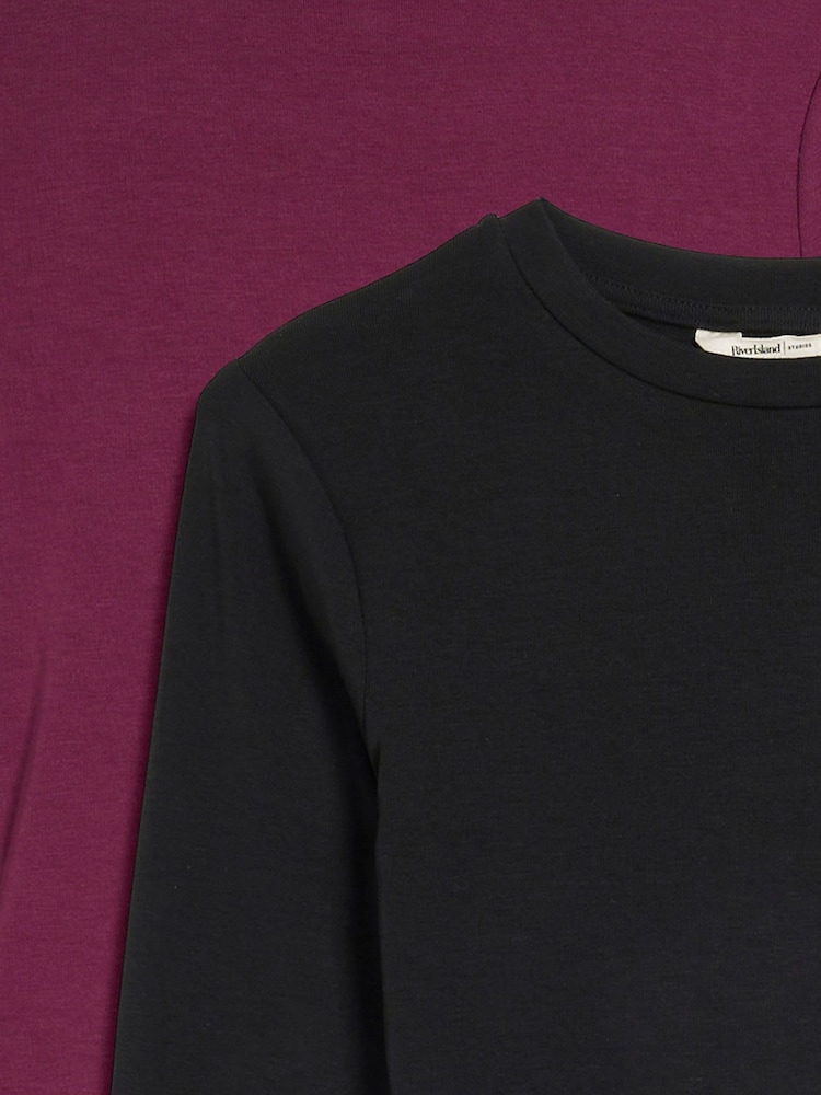 River Island Burgundy Crew Neck 100% Cotton Bodies 2 Pack - Imagen 5 de 5