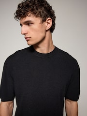 Black EDIT Relaxed Fit Short Sleeve Premium Knitted Crew T-Shirt - Image 1 of 7