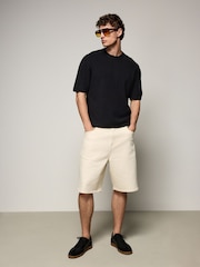 Black EDIT Relaxed Fit Short Sleeve Premium Knitted Crew T-Shirt - Image 4 of 7