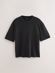 Black EDIT Relaxed Fit Short Sleeve Premium Knitted Crew T-Shirt - Image 5 of 7