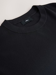 Black EDIT Relaxed Fit Short Sleeve Premium Knitted Crew T-Shirt - Image 7 of 7