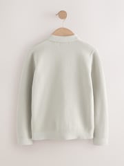 Grey Long Sleeve Zip Neck Knitted Polo Shirt (3-16yrs) - Image 2 of 4