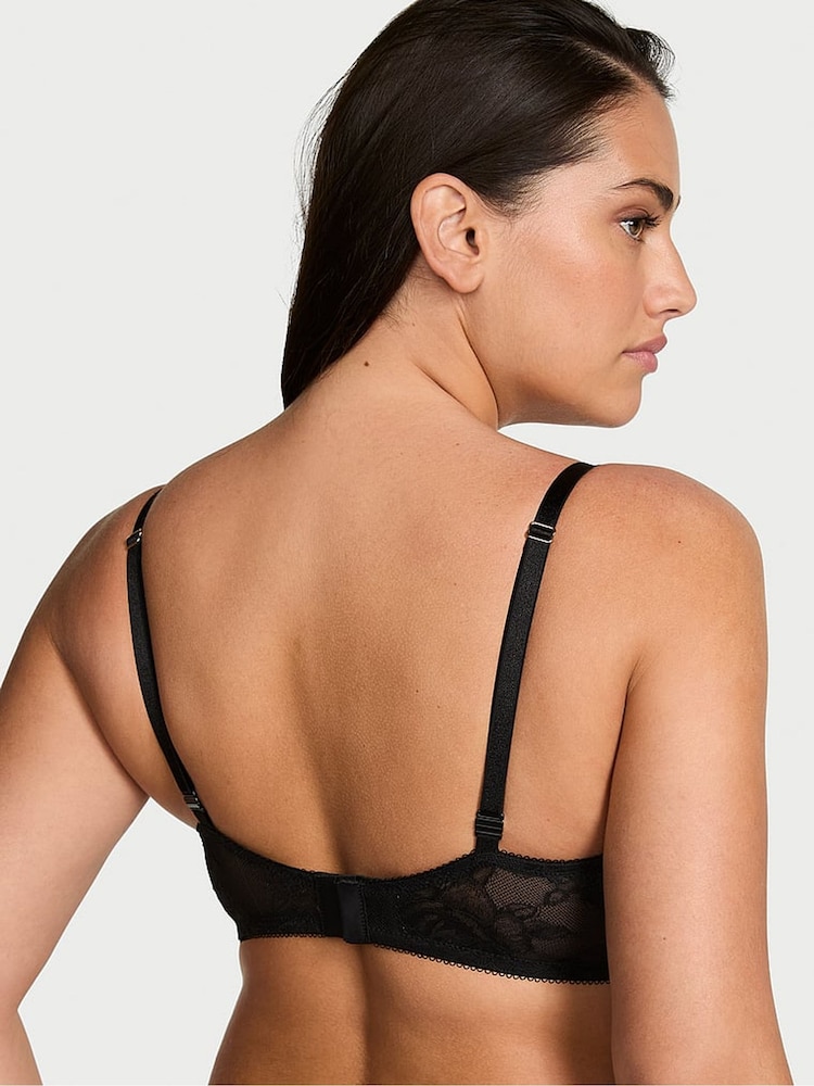 Victoria's Secret Black Add 2 Cups Push Up Bombshell Rose Lace Bra - Image 2 of 3