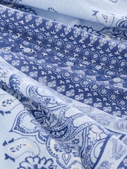 Light Blue Paisley Mini Puff Sleeve Tie Waist Shirt Dress - Image 7 of 7
