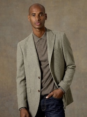 Skopes Green Tailored Fit Tweed Effect Ingram Jacket - Image 1 of 1